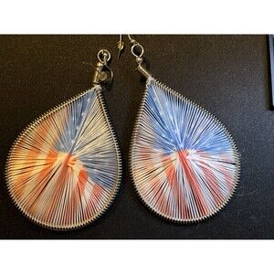 Artizan Made American Flag String Teardrop Earrings